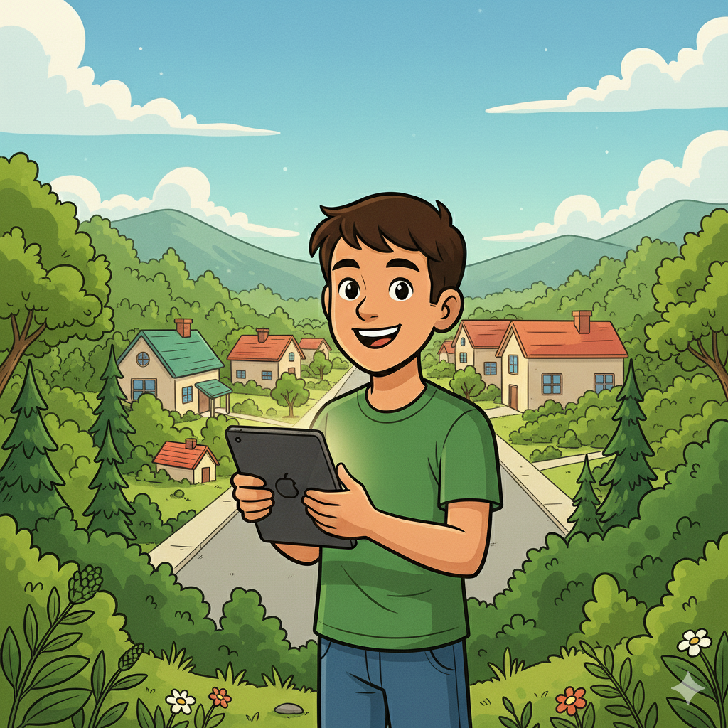 Student overlooking the valley