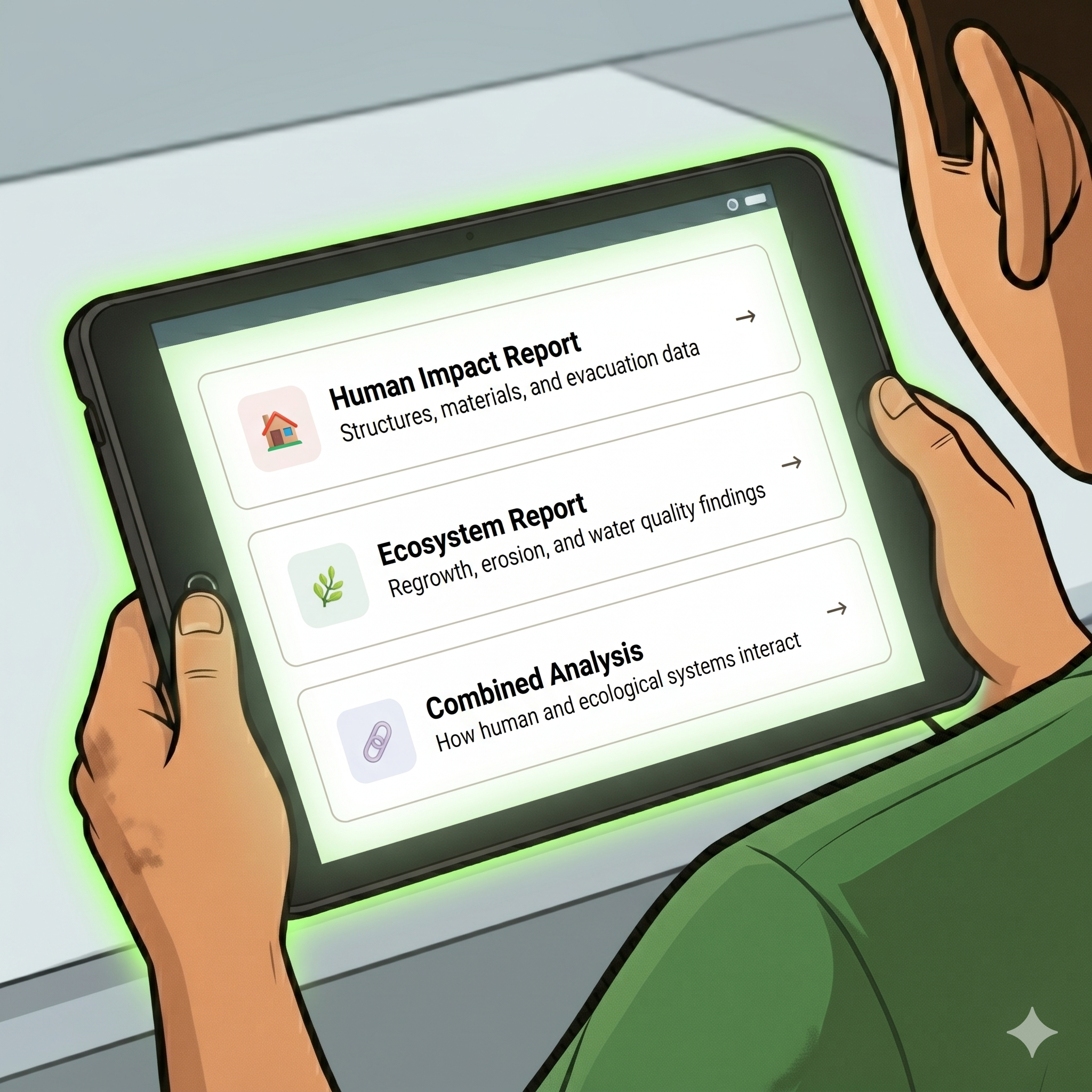 Student viewing reports on tablet