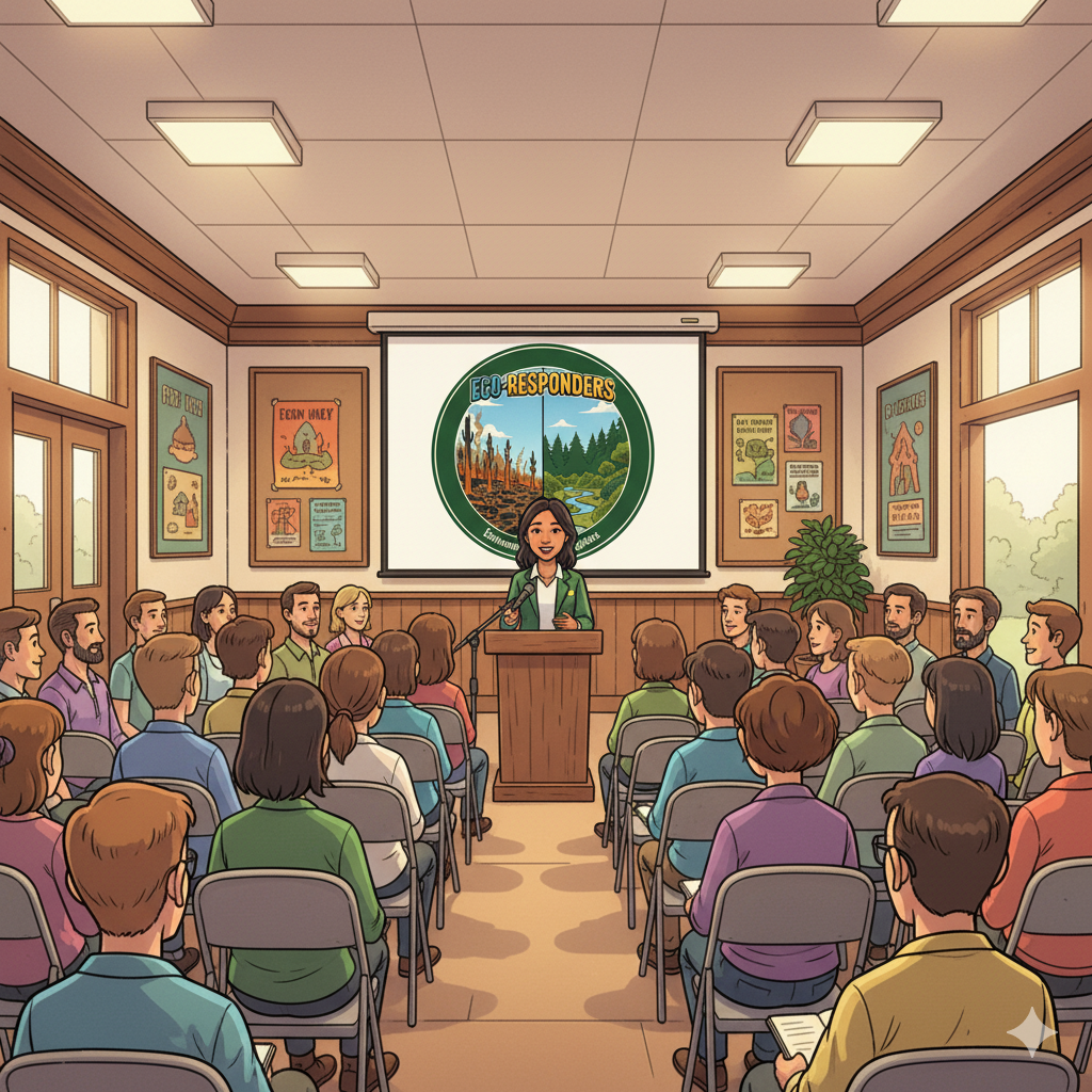 Mayor presenting to town hall